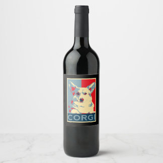 Étiquette Pour Bouteilles De Vin Corgi Art Dog Art pour les fans de Corgis