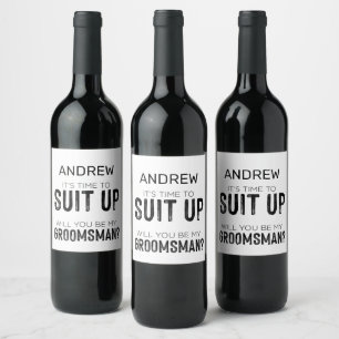 Étiquette Pour Bouteilles De Vin Costume Groomsman Meilleur Mariage Poser Une Quest