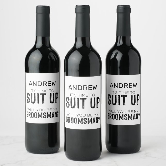 Étiquette Pour Bouteilles De Vin Costume Groomsman Meilleur Mariage Poser Une Quest (Bouteilles)
