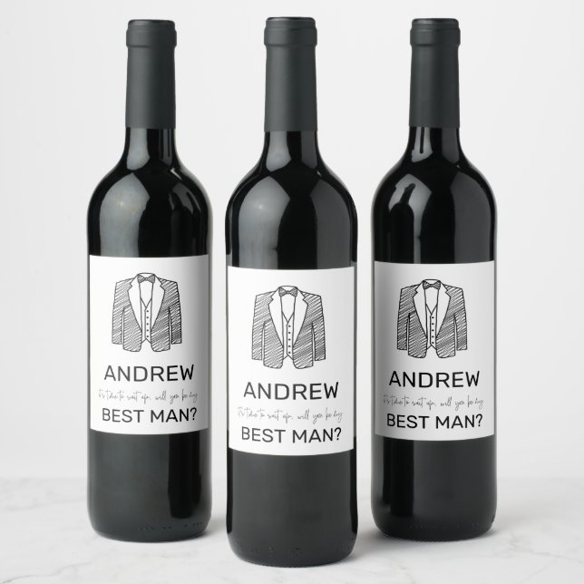 Étiquette Pour Bouteilles De Vin Costume Groomsman Meilleur Mariage Poser Une Quest (Bouteilles)