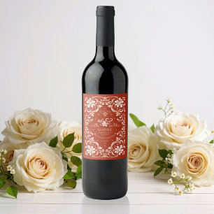 Étiquette Pour Bouteilles De Vin Coucher de soleil rouille rouge Shabby Chic Mariag