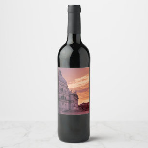 Étiquette Pour Bouteilles De Vin Coucher de soleil sur la basilique de Venise