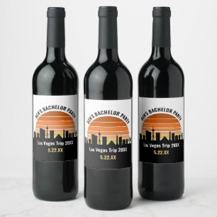 Étiquette Pour Bouteilles De Vin Coucher de soleil sur le Strip de Las Vegas pour d