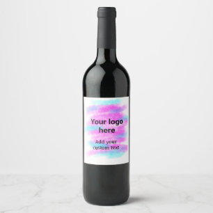 Étiquette Pour Bouteilles De Vin Couleur d'aquarelle rouge simple ajouter votre log