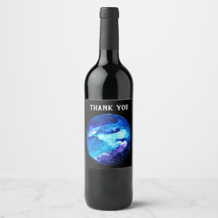 Étiquette Pour Bouteilles De Vin Couleur d'eau nébuleuse de la galaxie de la planèt