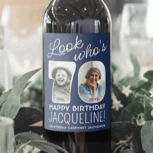 Étiquette Pour Bouteilles De Vin Couleurs DIY • Joyeux Anniversaire 70 ans 2 Photos