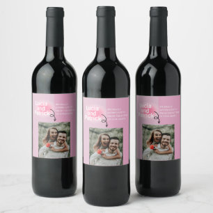 Étiquette Pour Bouteilles De Vin Couples minimes et chics Fiançailles Photo Ajouter