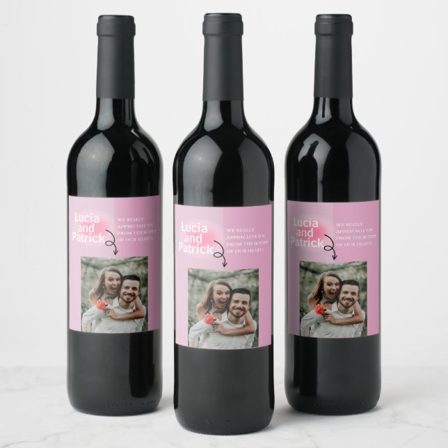 Étiquette Pour Bouteilles De Vin Couples minimes et chics Fiançailles Photo Ajouter (Bouteilles)