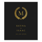 Couronne de laurier en or moderne monogramme