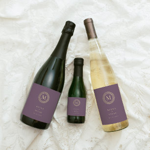 Étiquette Pour Bouteilles De Vin Couronne Monogramme Déco Or Élégant