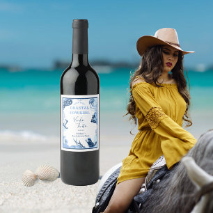 Étiquette Pour Bouteilles De Vin cowgirl côtière bleue