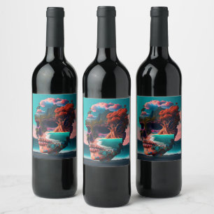 Étiquette Pour Bouteilles De Vin Crâne Coloré