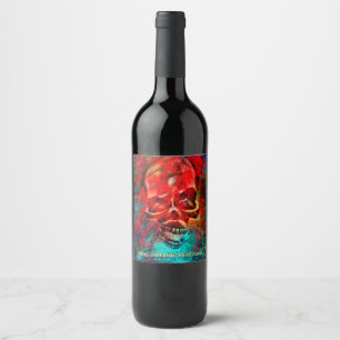 Étiquette Pour Bouteilles De Vin Crâne coloré. Boisson glaçante