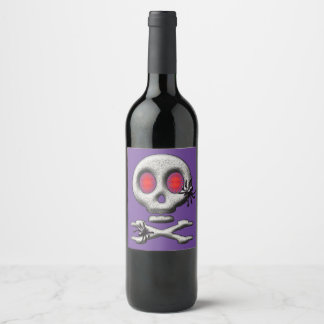 Étiquette Pour Bouteilles De Vin Crâne effrayant Halloween classique araignées effr