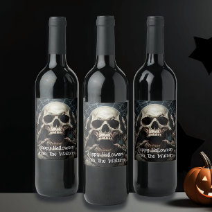 Étiquette Pour Bouteilles De Vin Crâne Effrayant Halloween Gothique Personnalisé