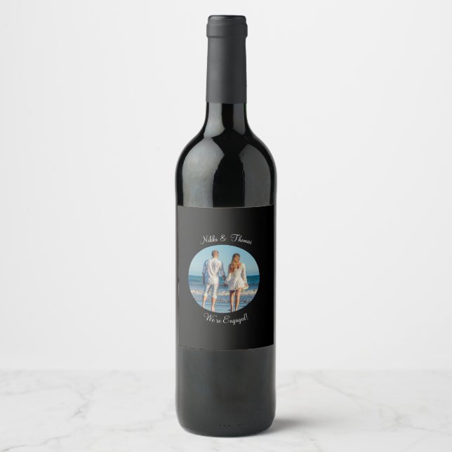 Étiquette Pour Bouteilles De Vin Créer votre propre Fiançailles photo Script (Devant)