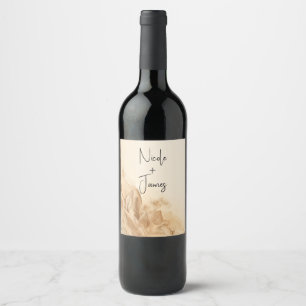 Étiquette Pour Bouteilles De Vin Crème d'ivoire botanique mariage bohème texturé
