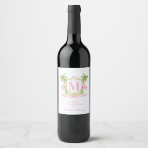 Étiquette Pour Bouteilles De Vin Crête de Noël Flamant Prépa