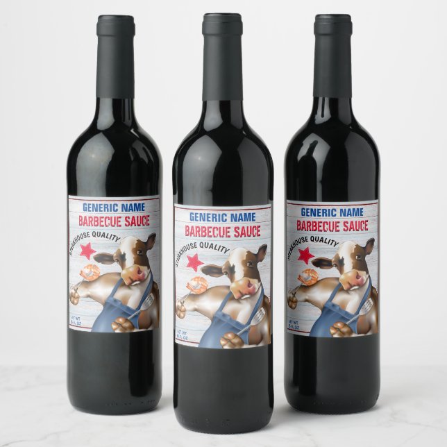 Étiquette Pour Bouteilles De Vin Crevettes grillantes de vache Sauce barbecue maiso (Bouteilles)
