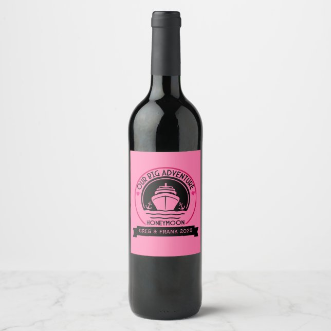 Étiquette Pour Bouteilles De Vin Croisière lune de miel (Devant)