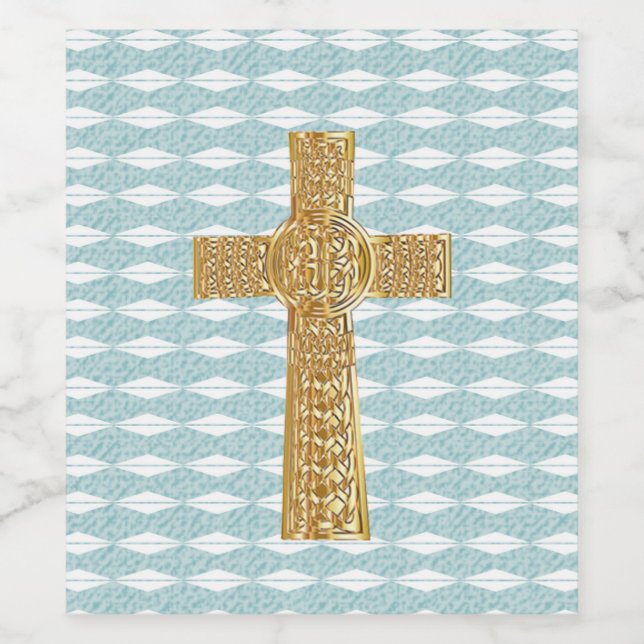 Étiquette Pour Bouteilles De Vin Croix de Lumière Jésus Christ (Étiquettes simples)