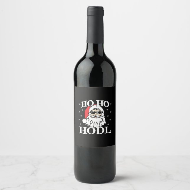 Étiquette Pour Bouteilles De Vin Crypto Christmas Santa Cryptocurrency Ho Ho Hodl (Devant)