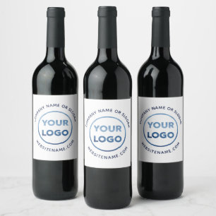 Étiquette Pour Bouteilles De Vin Custom Company Logo Marine Blue Text Corporate Eve