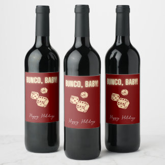Étiquette Pour Bouteilles De Vin Customizable Bunco Holiday Wine Labels.