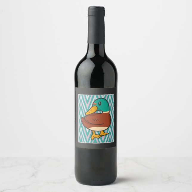 Étiquette Pour Bouteilles De Vin Cute Canard (Devant)