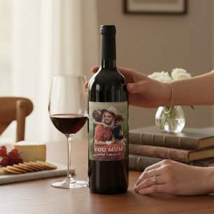 Étiquette Pour Bouteilles De Vin Cute Heart Love You Maman's Day Photo