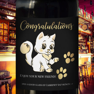 Étiquette Pour Bouteilles De Vin Cute Kitten New Pet Félicitations Étiquette de vin