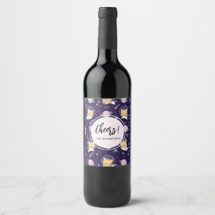 Étiquette Pour Bouteilles De Vin Cute Kitty Chat Astronauts Motif