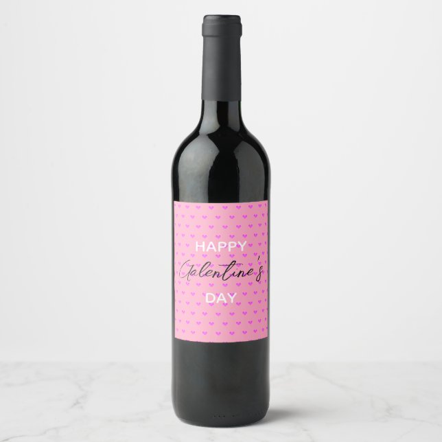 Étiquette Pour Bouteilles De Vin Cute Pastel Pink Bonne Saint-Galentin (Devant)