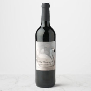 Étiquette Pour Bouteilles De Vin Cygne Beau Blanc & Argent Élégant Vin Personnalisé