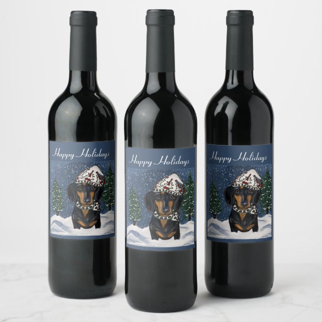 ÉTIQUETTE POUR BOUTEILLES DE VIN DACHSHING (Bouteilles)