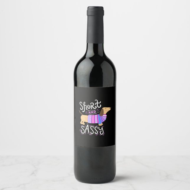 Étiquette Pour Bouteilles De Vin Dachshund Court Et Sassy (Devant)