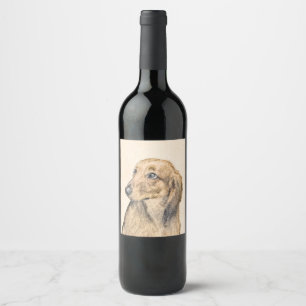 Étiquette Pour Bouteilles De Vin Dachshund (Longhaerien) Peinture - Art Chien origi