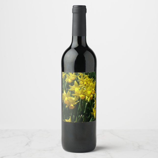 Étiquette Pour Bouteilles De Vin Daffodiles Jaunes I Fleurs De Printemps Cheveux (Devant)