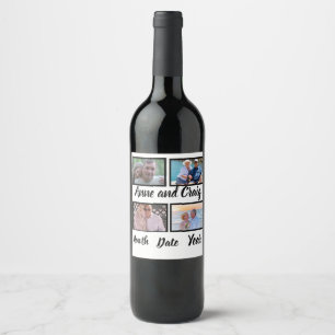 Étiquette Pour Bouteilles De Vin Date personnalisée Anniversaire du Mariage 4 Photo