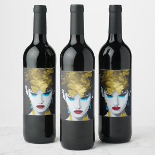 Étiquette Pour Bouteilles De Vin Décor Pop Art Décor or et Turquoise