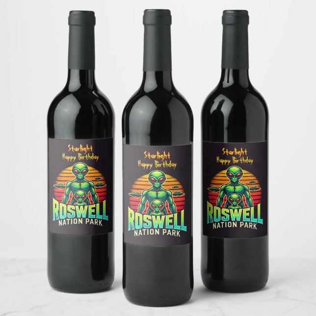 Étiquette Pour Bouteilles De Vin Découvrez le parc d'aventure cosmique de Roswell ! (Bouteilles)