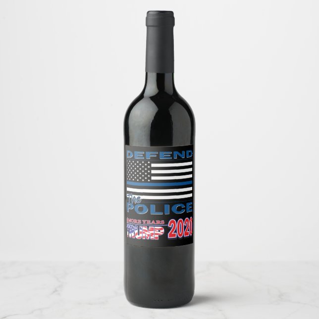 Étiquette Pour Bouteilles De Vin Défendre la police - Trump 2020 (Devant)