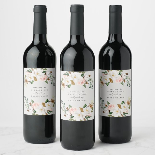 Étiquette Pour Bouteilles De Vin Demande de demoiselle d'honneur Magnolia (Bouteilles)