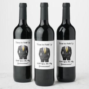 Étiquette Pour Bouteilles De Vin demande de témoin chic et moderne en smoking