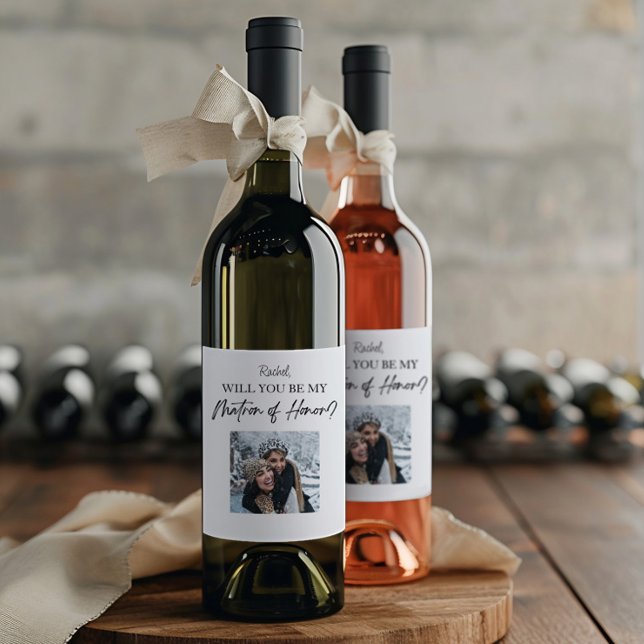Étiquette Pour Bouteilles De Vin Demande Personnalisée de Marraine d'Honneur (Créateur téléchargé)