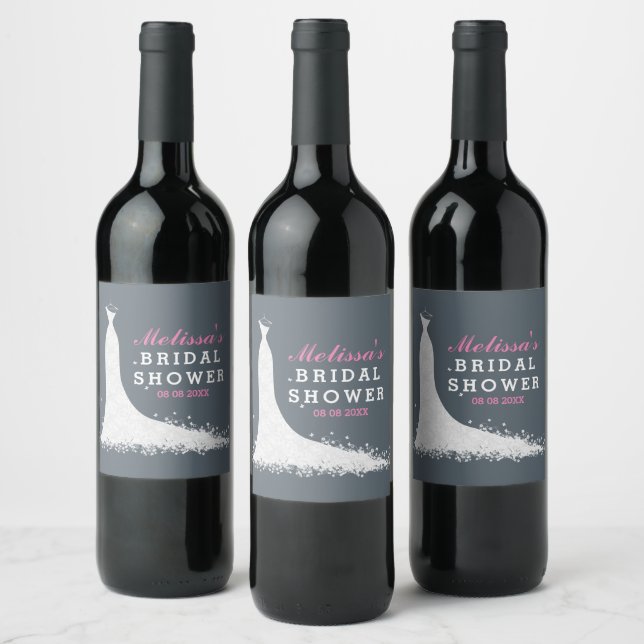 Étiquette Pour Bouteilles De Vin Dentelle blanche mariage robe douche nuptiale (Bouteilles)