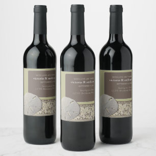 Étiquette Pour Bouteilles De Vin Dentelle de sable, Mariage de plage Vintage