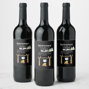 Étiquette Pour Bouteilles De Vin Départ Camping Funny Définition