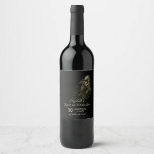 Étiquette Pour Bouteilles De Vin Déplaisante crâne de cheveux RIP à sa fête d'anniv