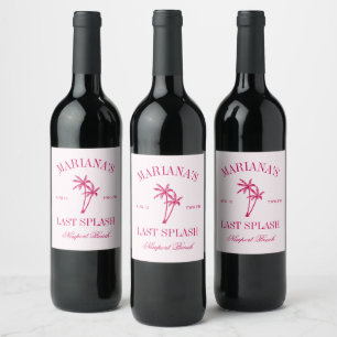 Étiquette Pour Bouteilles De Vin Dernier Splash Beach Palms Hot rose Bachelorette
